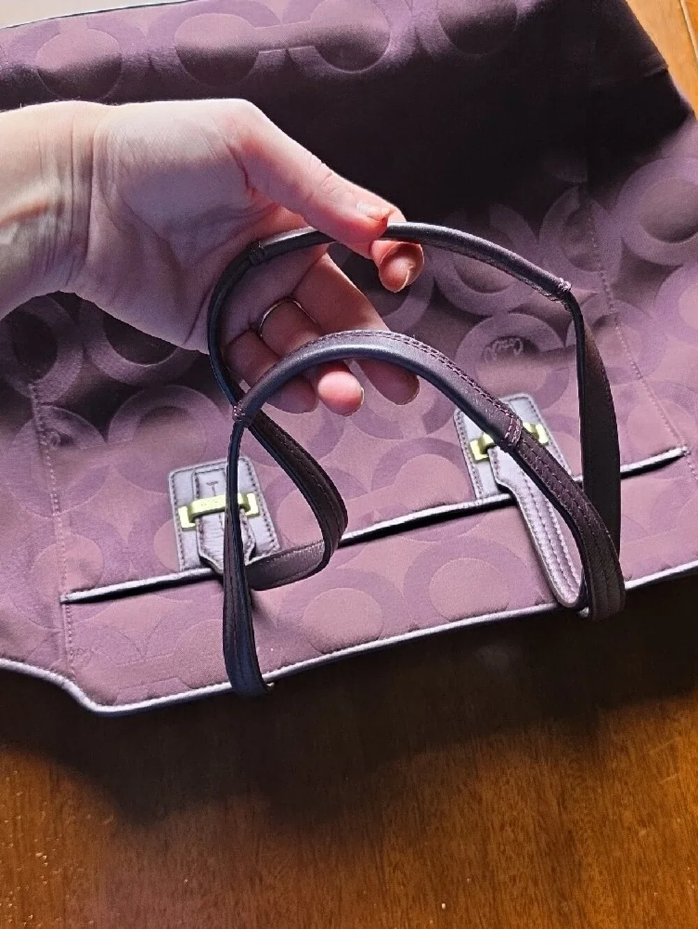 Coach Plum Signature Jacquard Tote